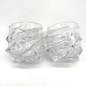 2 - Iceberg Storm Oval Whiskey Old Fashioned‎ Rocks Tumbler Grip Glass 10oz EUC